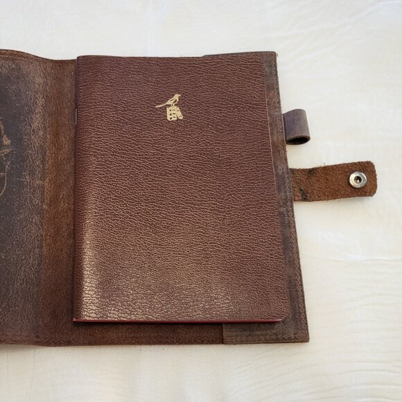 Leather Notebook Cover Floral Heart Natural Distressed Patina - Picture 8 of 14